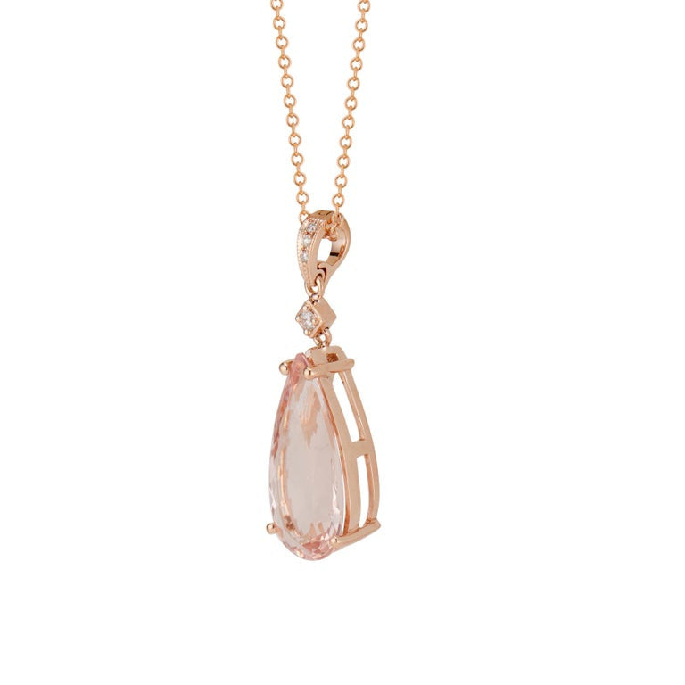 Peter Suchy 4.38 Carat Pink Morganite Diamond Rose Gold Pendant Necklace – image 2