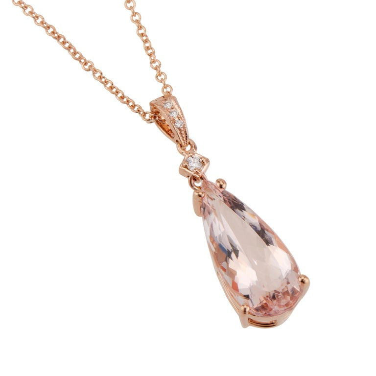 Peter Suchy 4.38 Carat Pink Morganite Diamond Rose Gold Pendant Necklace – image 3