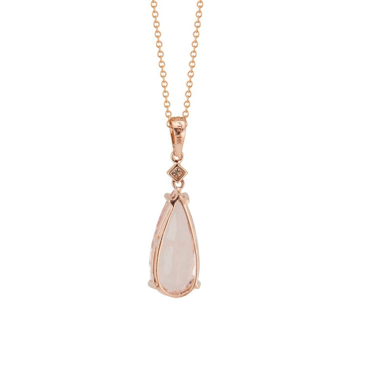 Peter Suchy 4.38 Carat Pink Morganite Diamond Rose Gold Pendant Necklace – image 4