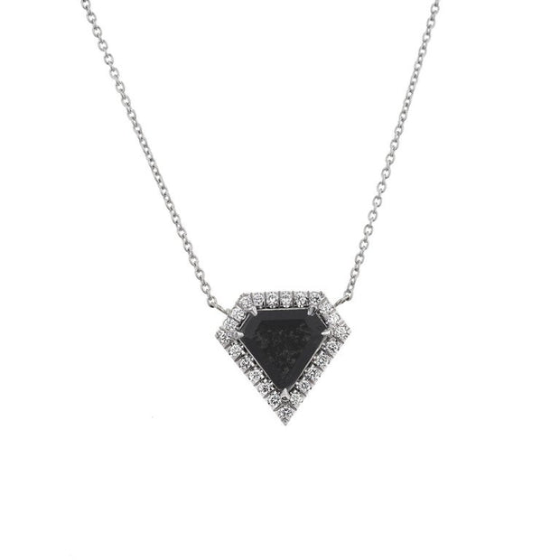 Peter Suchy GIA Certified .99 Carat Black Diamond Platinum Halo Pendant Necklace