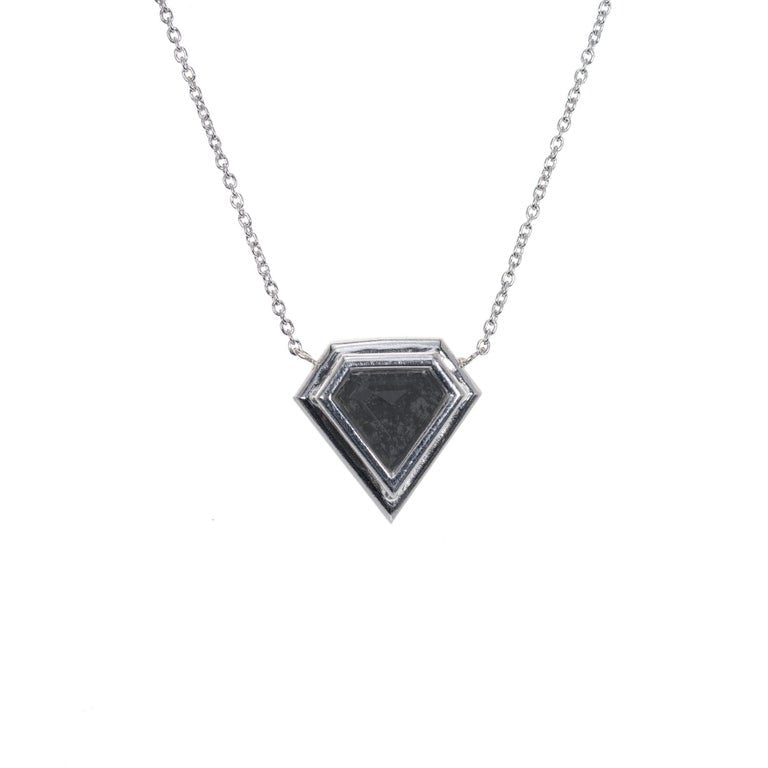 Peter Suchy GIA Certified .99 Carat Black Diamond Platinum Halo Pendant Necklace – image 4