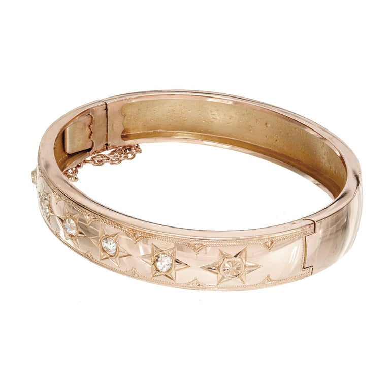 Victorian .65 Carat Diamond Rose Gold Bangle Bracelet – image 2