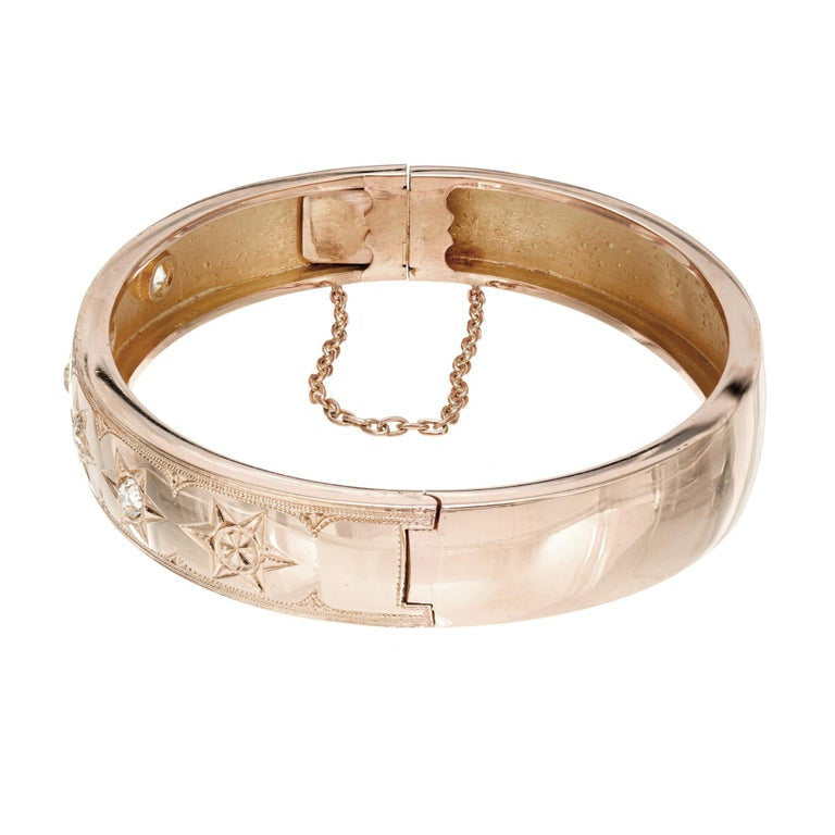 Victorian .65 Carat Diamond Rose Gold Bangle Bracelet – image 3