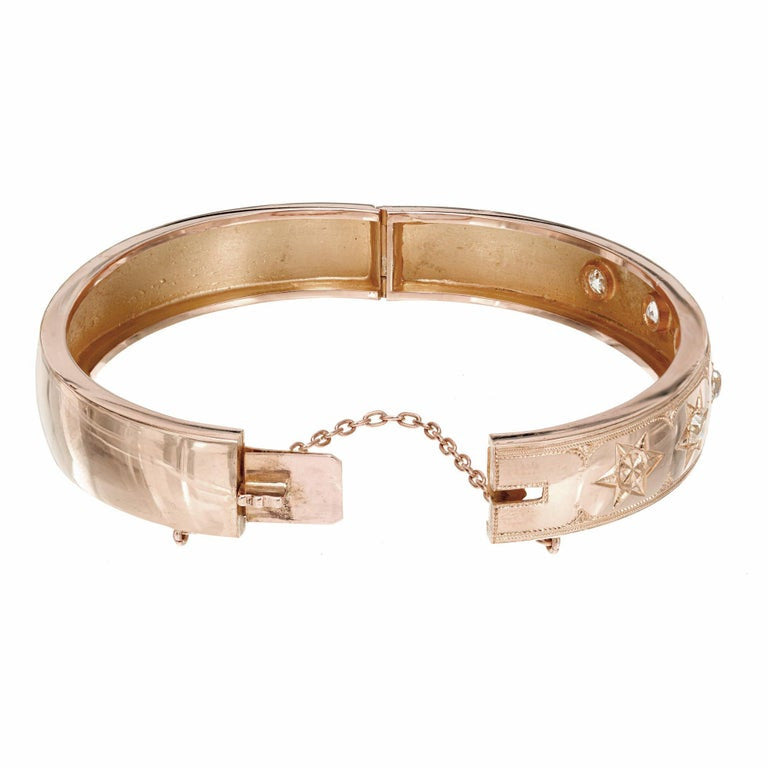 Victorian .65 Carat Diamond Rose Gold Bangle Bracelet – image 4