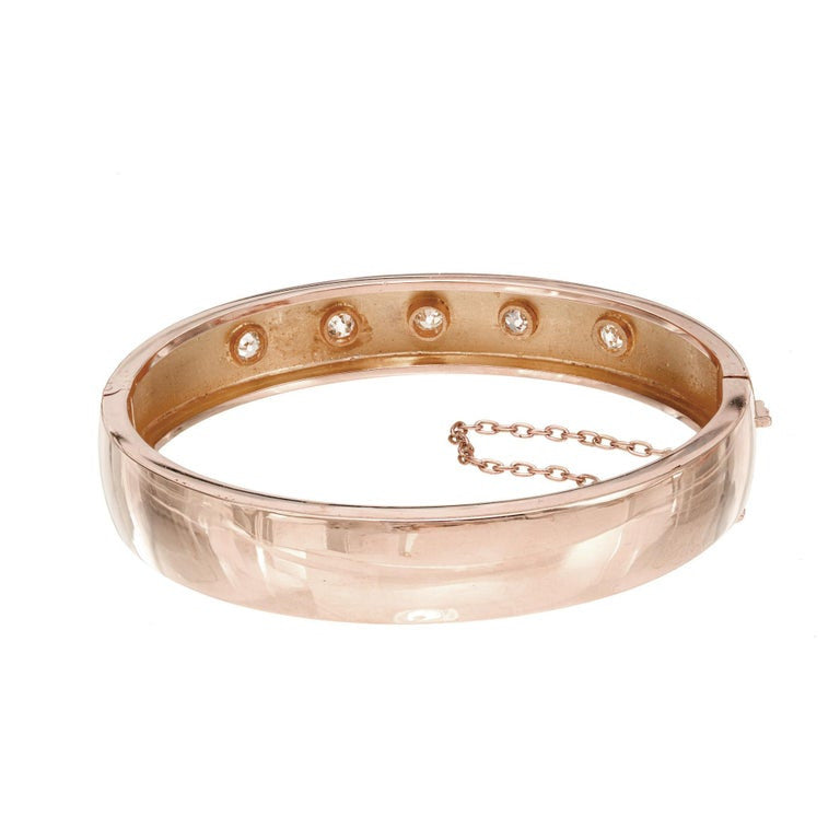 Victorian .65 Carat Diamond Rose Gold Bangle Bracelet – image 5
