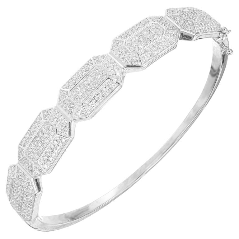 1.80 Carat Diamond White Gold Bangle Bracelet