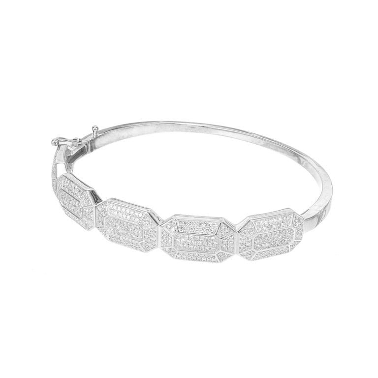 1.80 Carat Diamond White Gold Bangle Bracelet – image 2