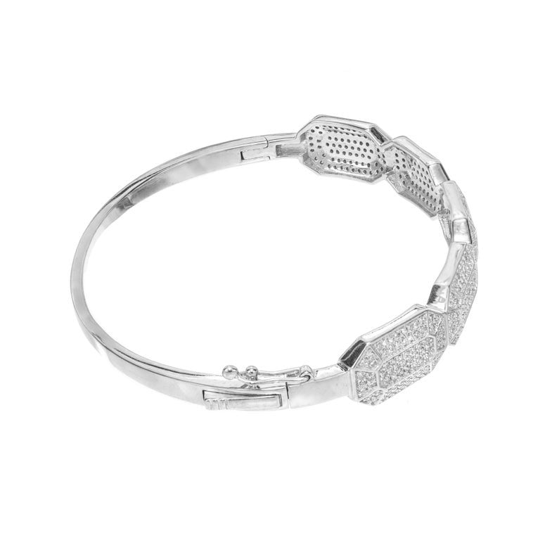 1.80 Carat Diamond White Gold Bangle Bracelet – image 3