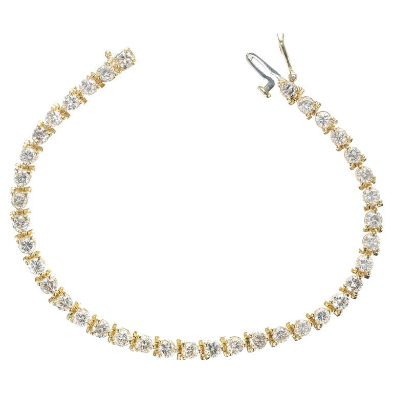 4.50 Carat Round Diamond Yellow Gold Tennis Bracelet