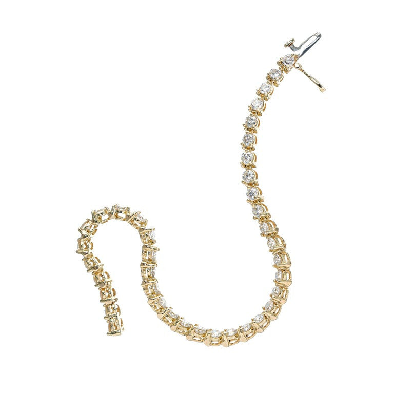 4.50 Carat Round Diamond Yellow Gold Tennis Bracelet – image 2