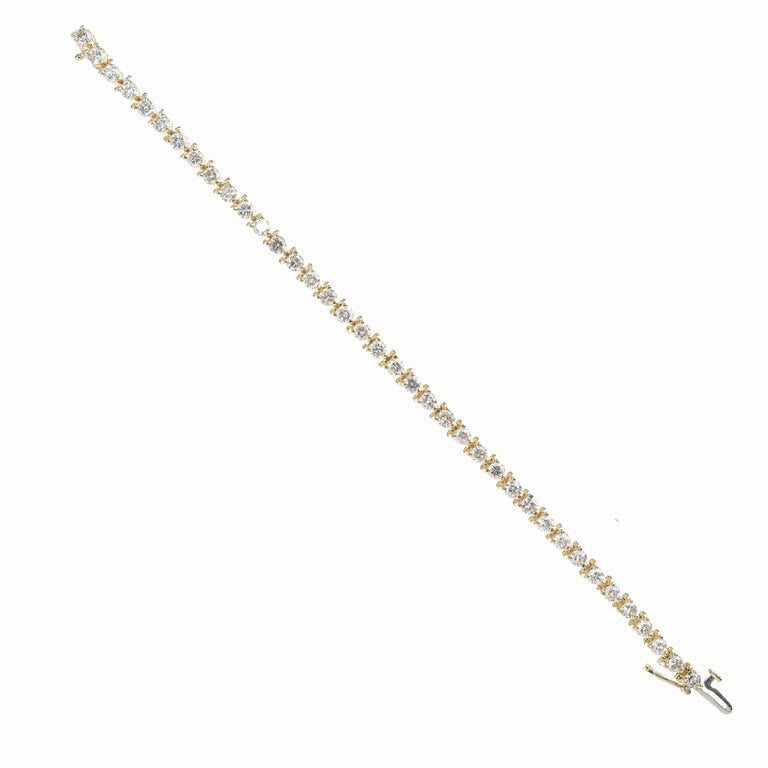4.50 Carat Round Diamond Yellow Gold Tennis Bracelet – image 3