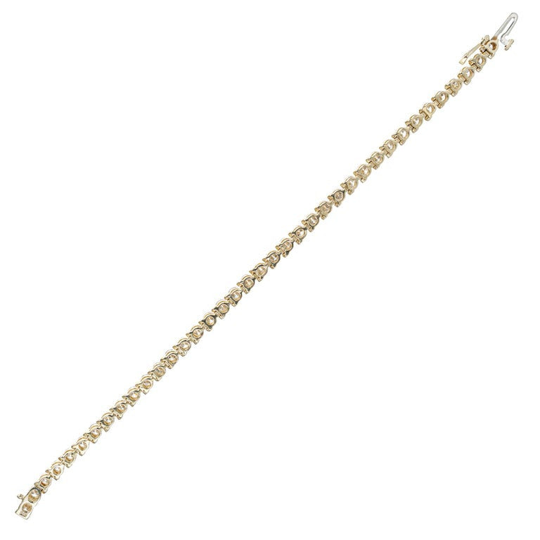 4.50 Carat Round Diamond Yellow Gold Tennis Bracelet – image 4