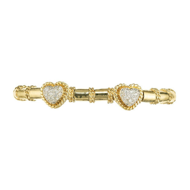 Cassis .55 Carat Diamond Yellow Gold Heart Bangle Bracelet