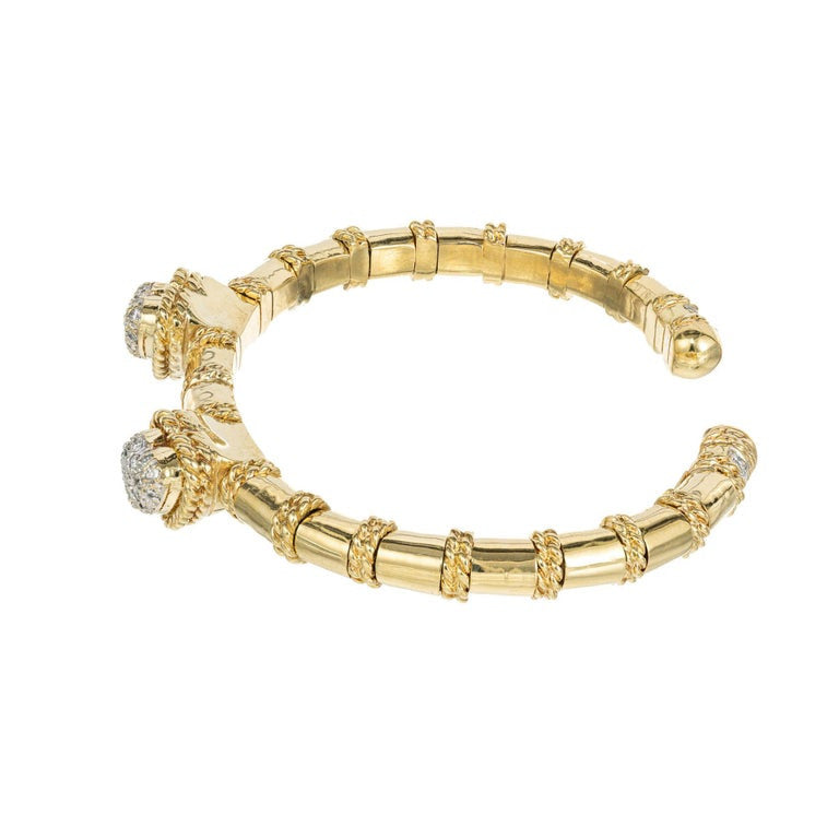 Cassis .55 Carat Diamond Yellow Gold Heart Bangle Bracelet – image 5