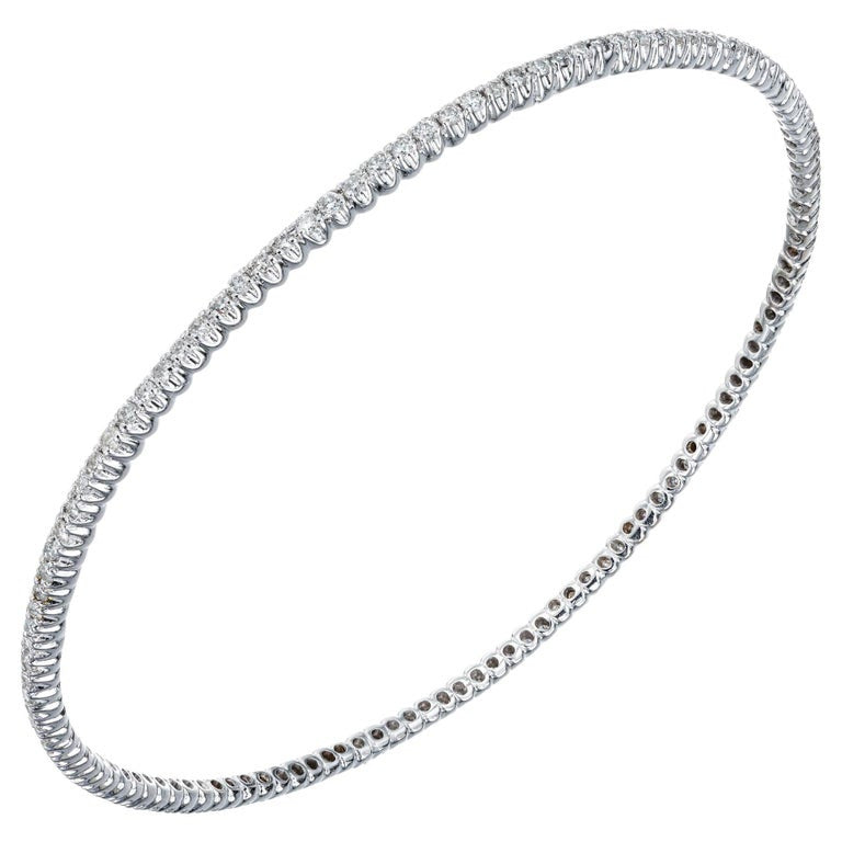 1.30 Carat Diamond White Gold Slip On Bangle Bracelet