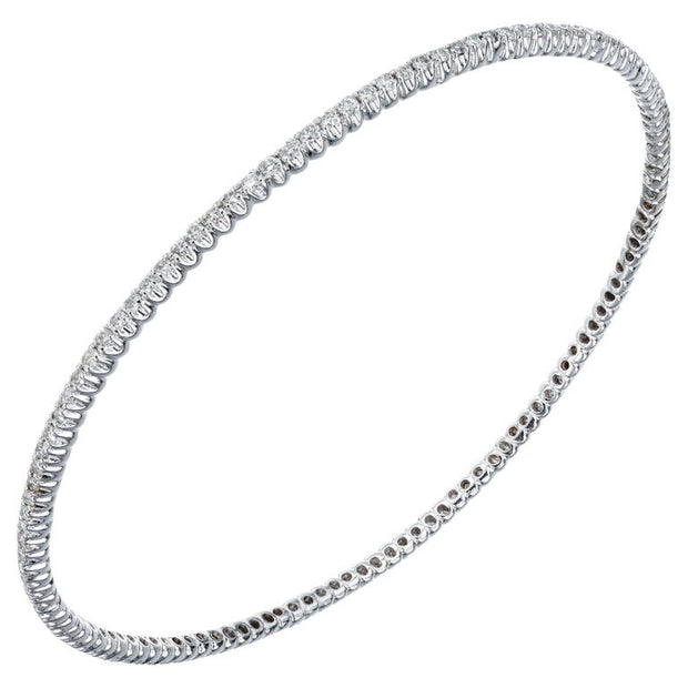 1.30 Carat Diamond White Gold Slip On Bangle Bracelet
