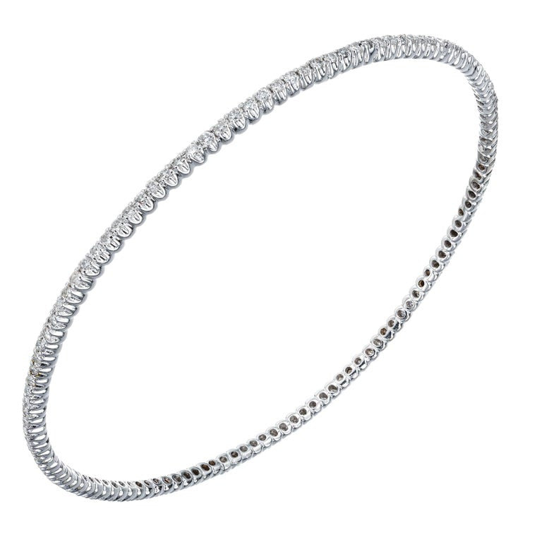 1.30 Carat Diamond White Gold Slip On Bangle Bracelet – image 3