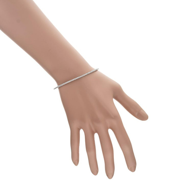 1.30 Carat Diamond White Gold Slip On Bangle Bracelet – image 4