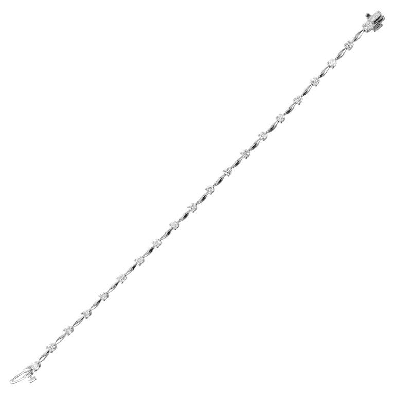 1.40 Carat Round Brilliant Cut Diamond White Gold Tennis Bracelet – image 2