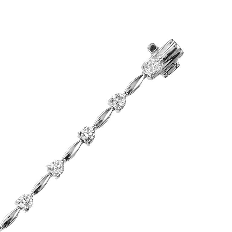 1.40 Carat Round Brilliant Cut Diamond White Gold Tennis Bracelet – image 3