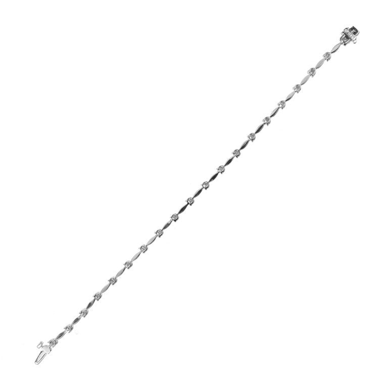 1.40 Carat Round Brilliant Cut Diamond White Gold Tennis Bracelet – image 4