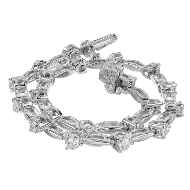 1.40 Carat Round Brilliant Cut Diamond White Gold Tennis Bracelet