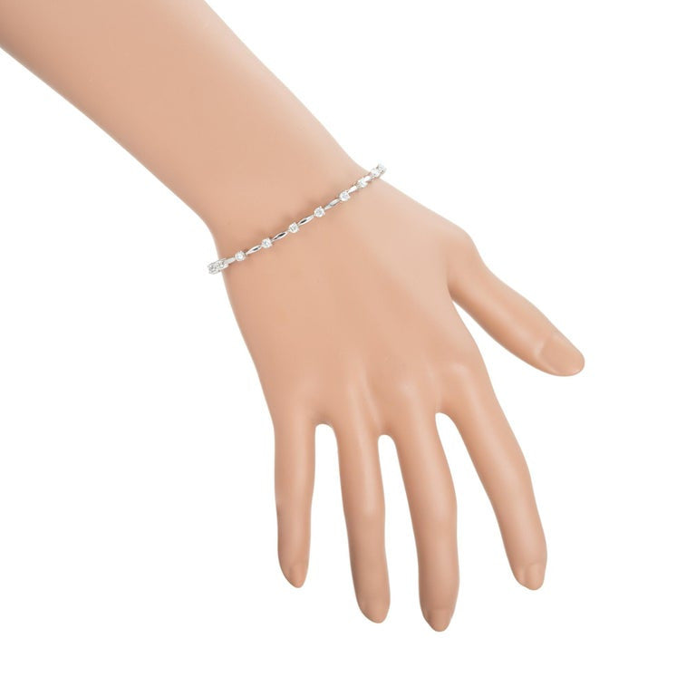 1.40 Carat Round Brilliant Cut Diamond White Gold Tennis Bracelet – image 6