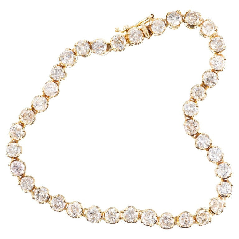 6.00 Carat Round Diamond Yellow Gold Tennis Bracelet