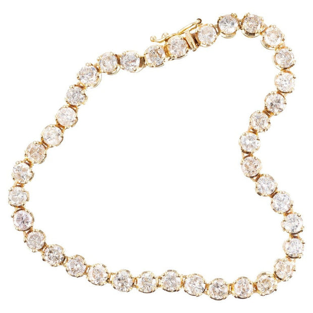 6.00 Carat Round Diamond Yellow Gold Tennis Bracelet