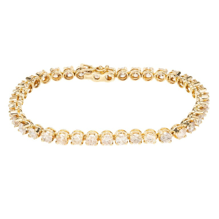 6.00 Carat Round Diamond Yellow Gold Tennis Bracelet – image 2