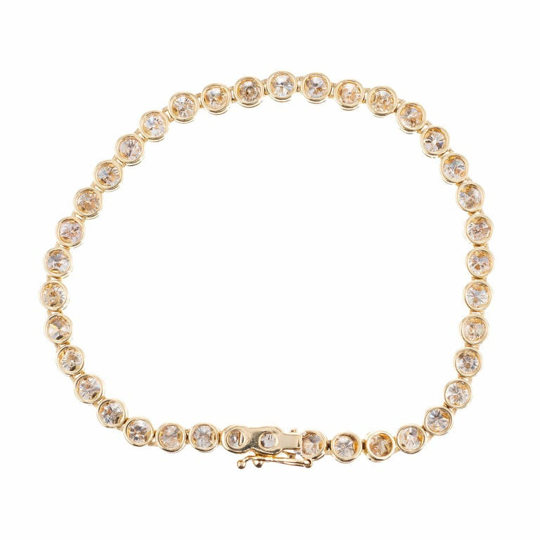 6.00 Carat Round Diamond Yellow Gold Tennis Bracelet – image 3