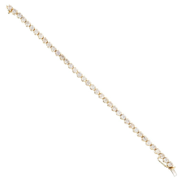 6.00 Carat Round Diamond Yellow Gold Tennis Bracelet – image 4