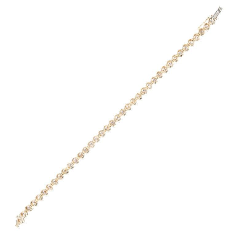 6.00 Carat Round Diamond Yellow Gold Tennis Bracelet – image 5