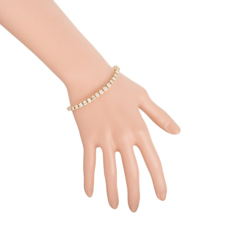 6.00 Carat Round Diamond Yellow Gold Tennis Bracelet – image 7