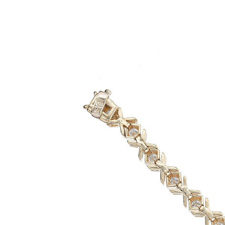 2.00 Carat Round Diamond Yellow Gold "X" Design Tennis Bracelet – image 5