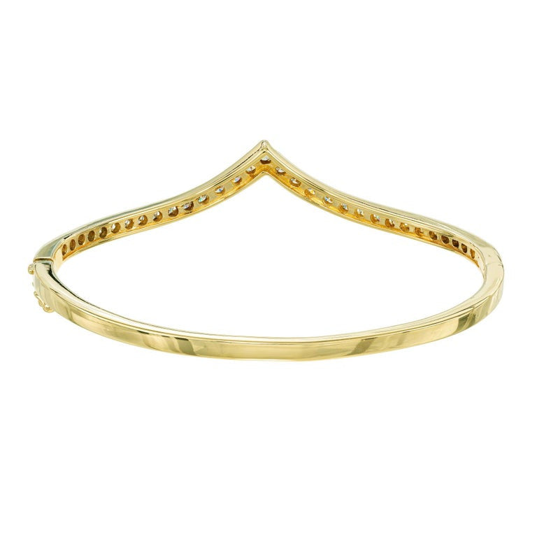 1.24 Carat Round Brilliant Cut Diamond 14k Yellow Gold Bangle Bracelet – image 6