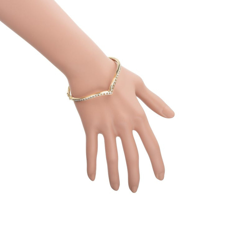 1.24 Carat Round Brilliant Cut Diamond 14k Yellow Gold Bangle Bracelet – image 8