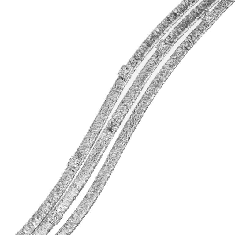Yvel .21 Carat White Gold Three Row Textured Bracelet – image 2