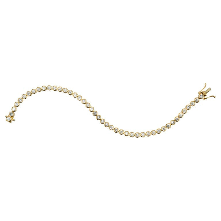 4.40 Carat Round Diamond bezel Yellow Gold Tennis Bracelet