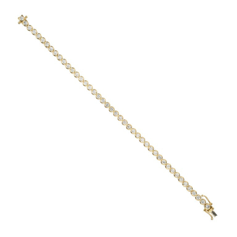 4.40 Carat Round Diamond bezel Yellow Gold Tennis Bracelet – image 2