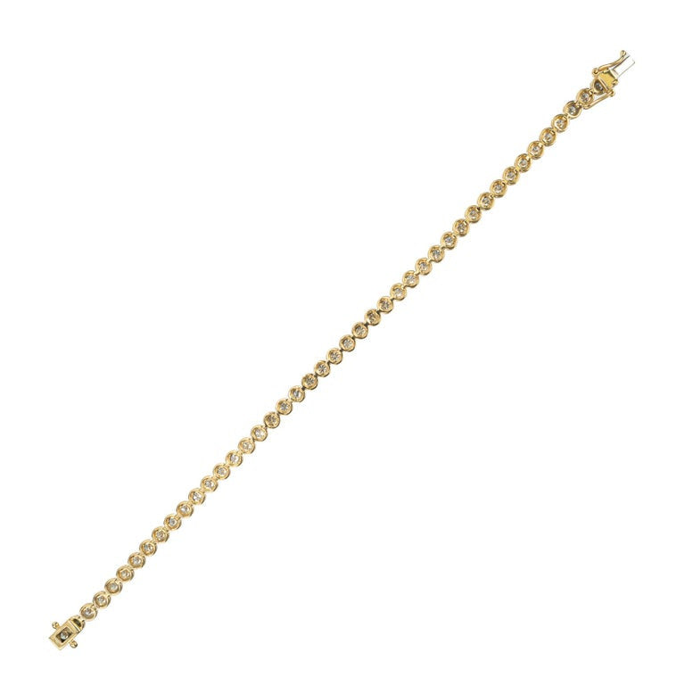 4.40 Carat Round Diamond bezel Yellow Gold Tennis Bracelet – image 3