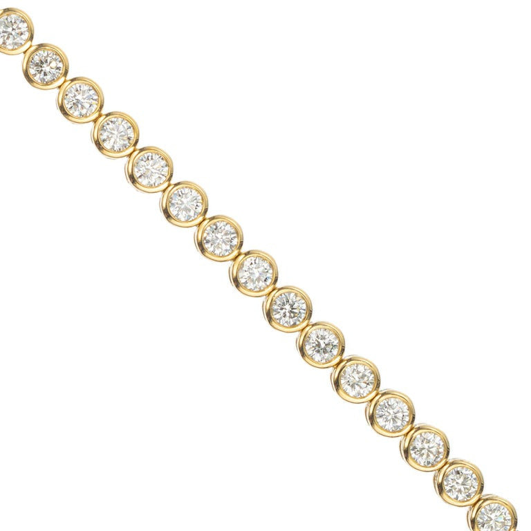 4.40 Carat Round Diamond bezel Yellow Gold Tennis Bracelet – image 4