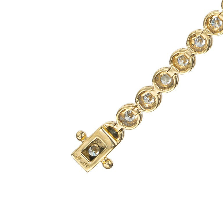 4.40 Carat Round Diamond bezel Yellow Gold Tennis Bracelet – image 5