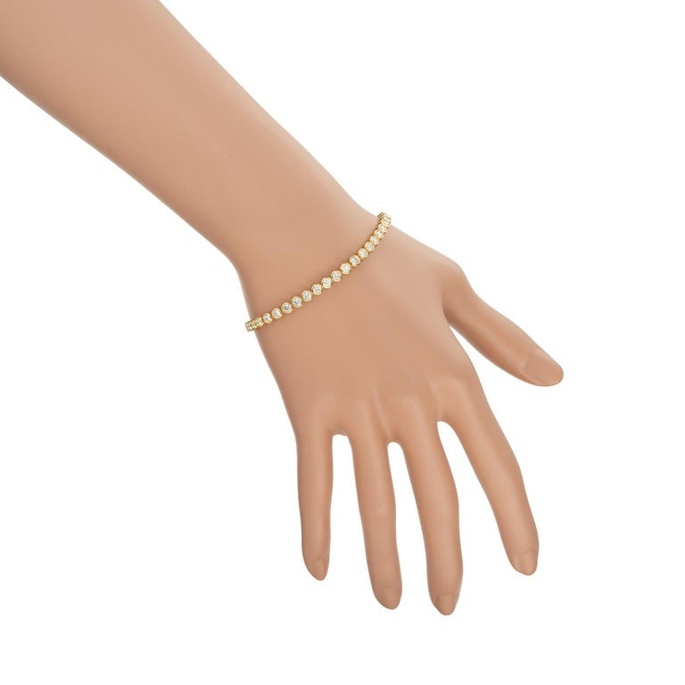 4.40 Carat Round Diamond bezel Yellow Gold Tennis Bracelet – image 6