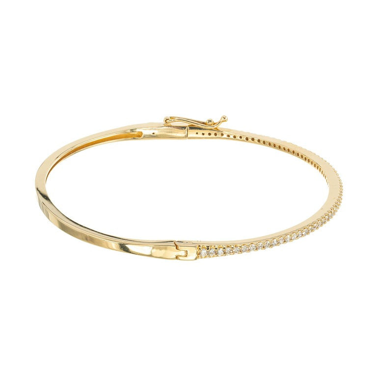 Peter Suchy .60 Carat Round Brilliant Cut Diamonds Gold Bangle Bracelet – image 3
