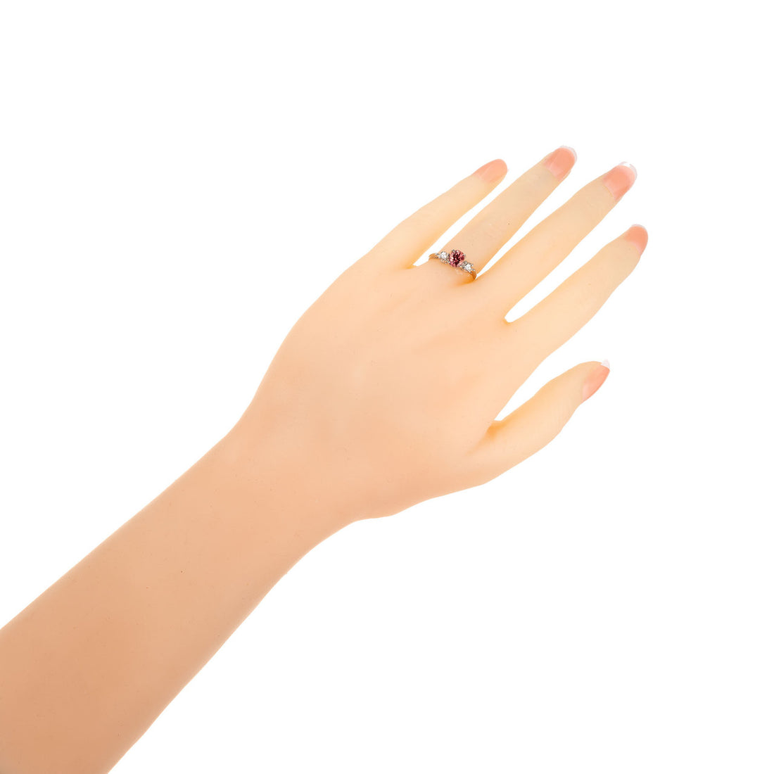 GIA .68 Carat Brown Pink Sapphire Diamond Three-Stone Gold Engagement Ring – image 6