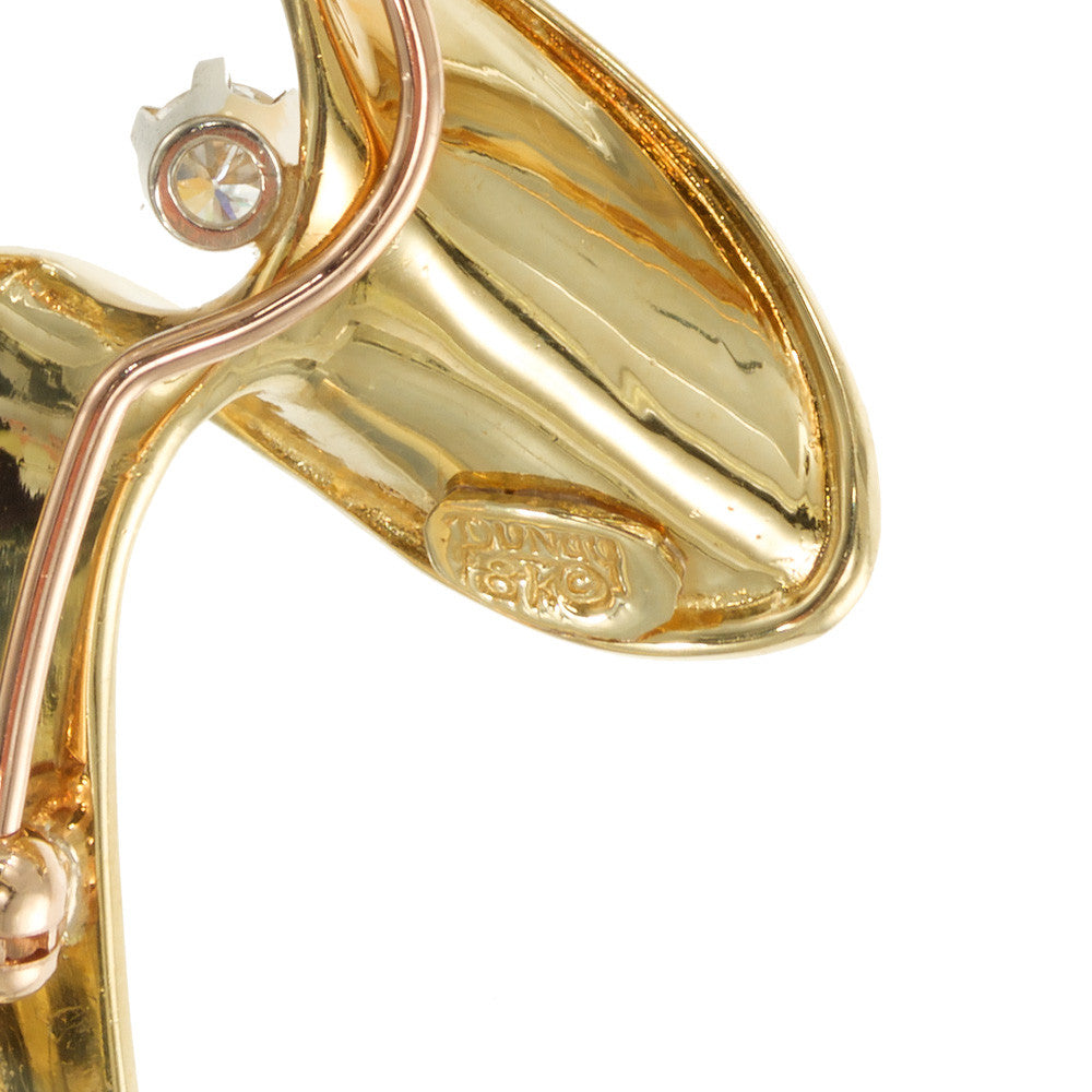 Henry Dunay .11 Carat Diamond Yellow Gold Swirl Brooch – image 4