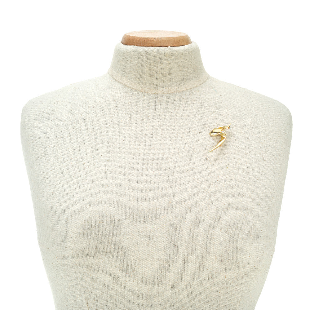Henry Dunay .11 Carat Diamond Yellow Gold Swirl Brooch – image 5