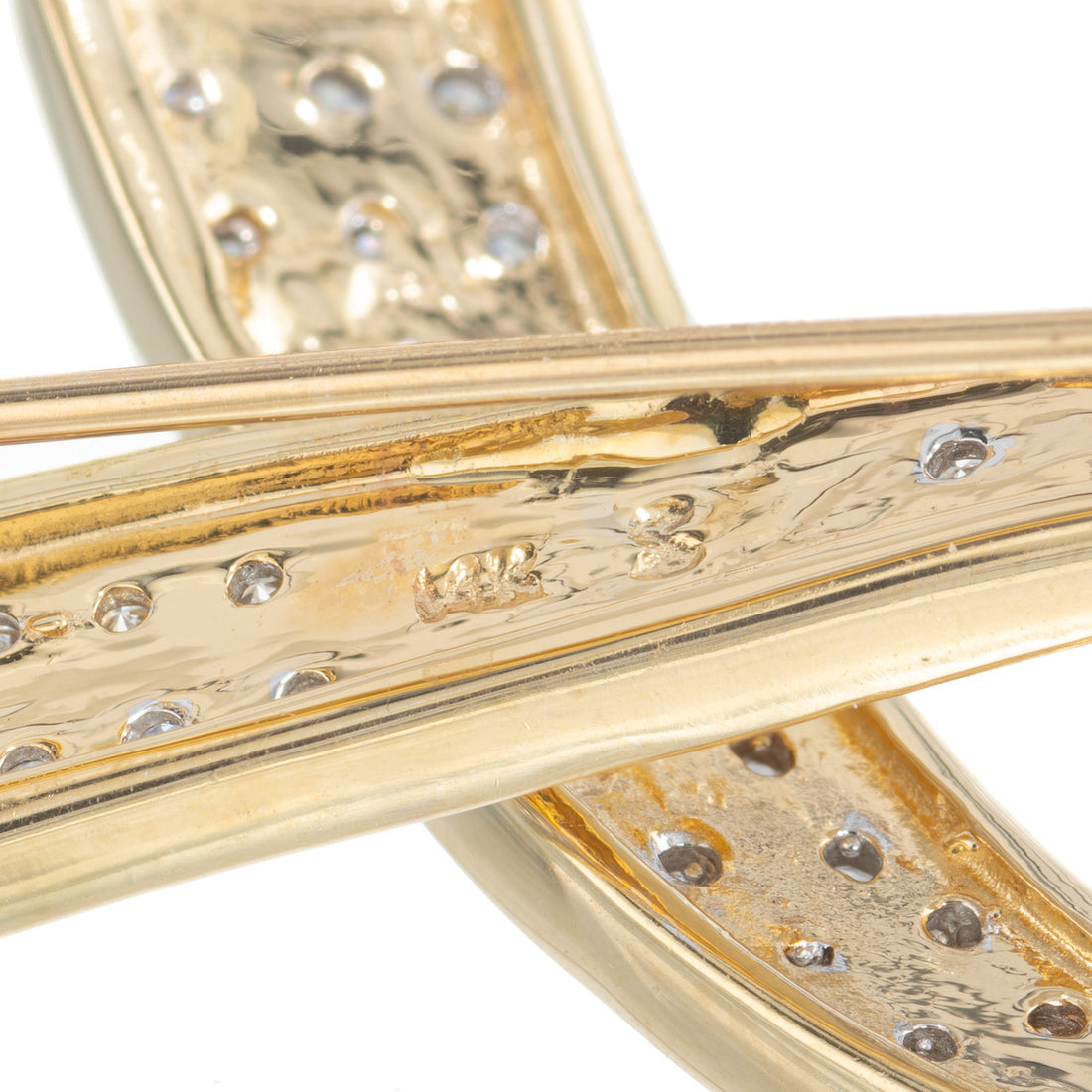 .70 Carat Pave Diamond Two Tone Gold Ribbon Brooch Pendant – image 4