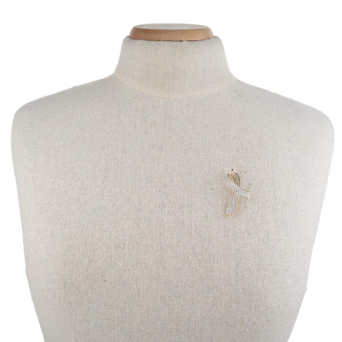 .70 Carat Pave Diamond Two Tone Gold Ribbon Brooch Pendant – image 5